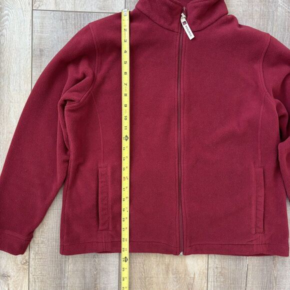 Woolrich Womens Ruby Red Full Zip Fleece Jacket Size Large Mock Neck Casual Cozy - Picture 13 of 14